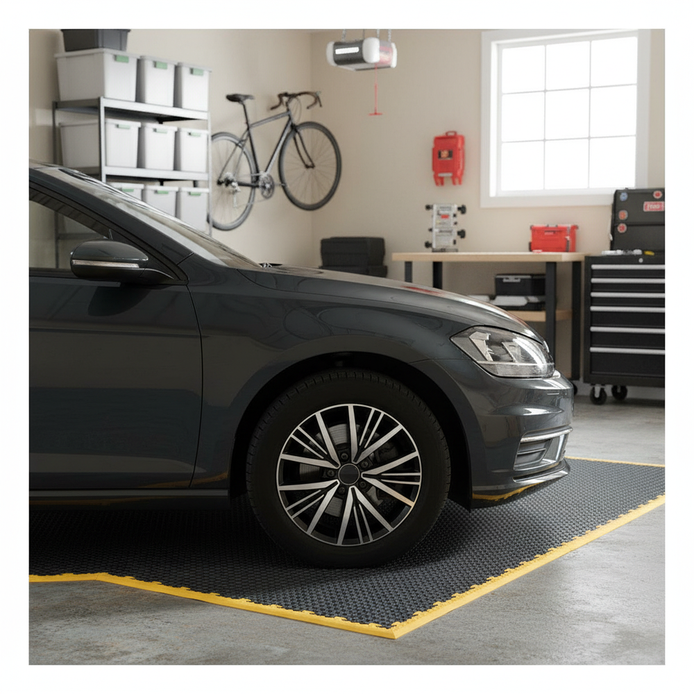 Premium Garage Floor Tiles Kit - Tread Plate Surface for Heavy Duty Use - Side view
