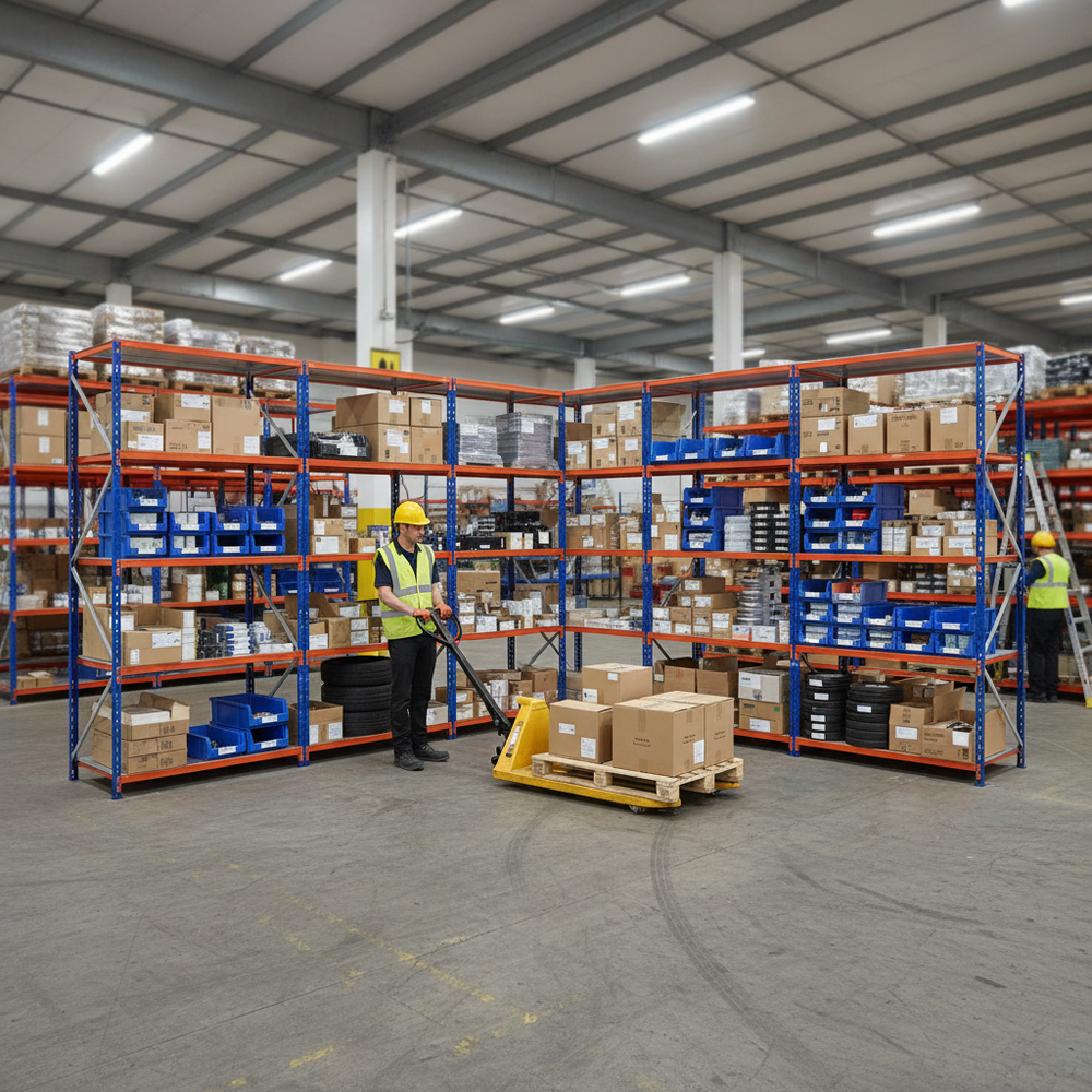 Heavy Duty 5x Industrial Shelving - 1980mm High - 340kg Capacity - Steel Construction - Side view