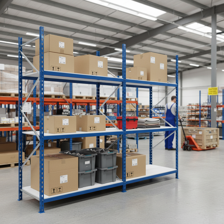 Premium Additional Shelf - Melamine - Blue - Ideal for Industrial Use - Side view
