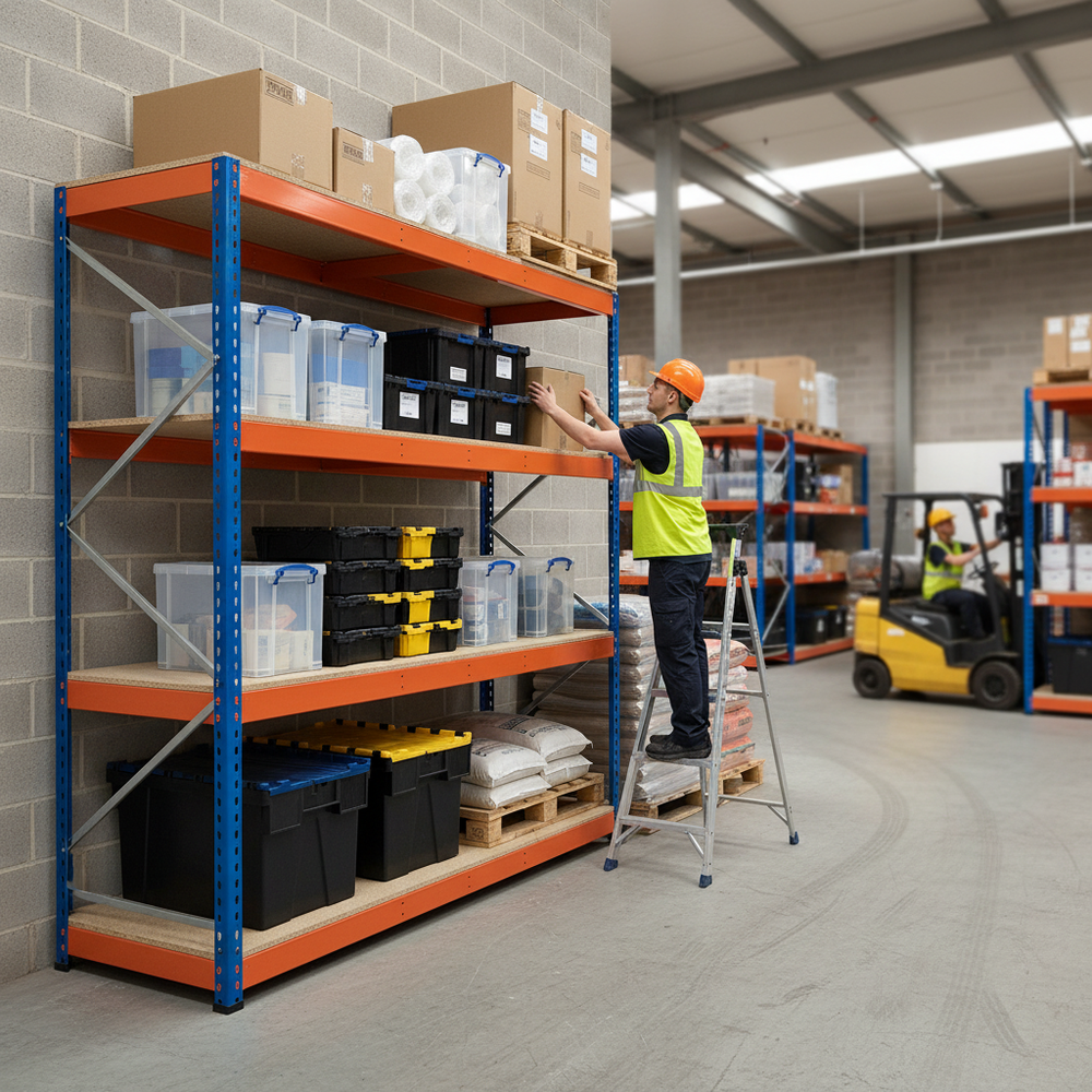 Heavy Duty Industrial Shelving - 3050mm High - 800kg Load Capacity - Chipboard - Side view