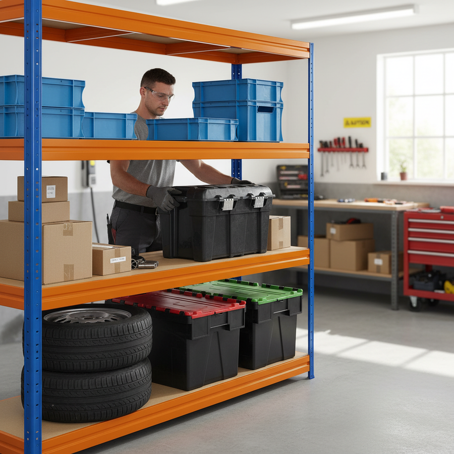 Premium Heavy Duty Garage Shelving - 1770mm High - Holds Up to 600kg - Front view