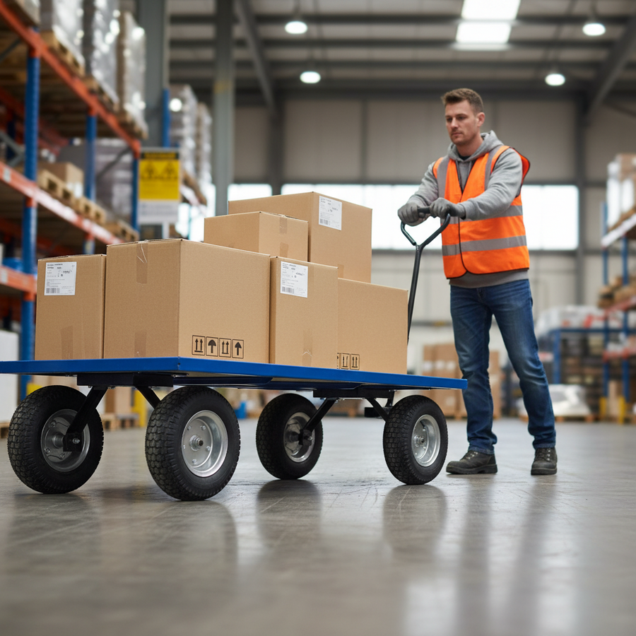 Heavy Duty General Purpose Platform Truck with Pneumatic Wheels - Front view