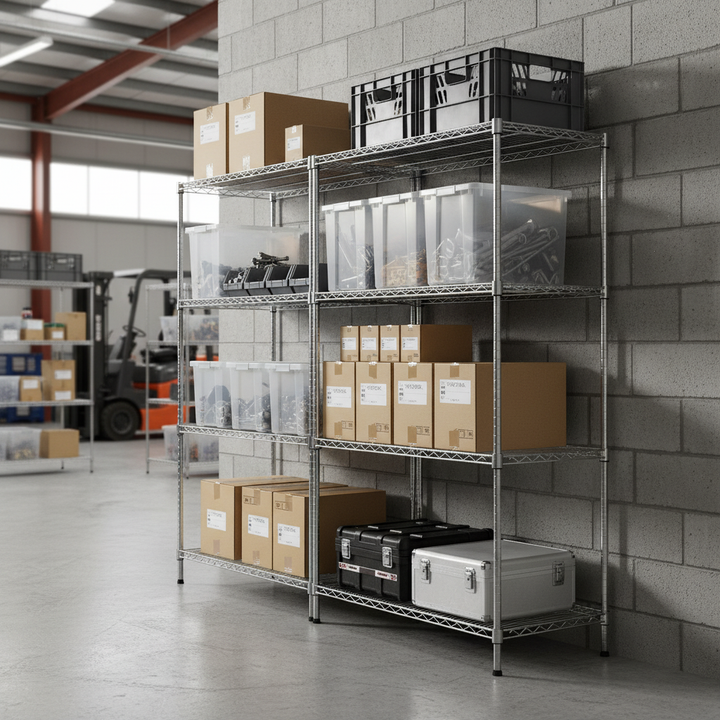 Premium Chrome Wire Shelving Extension Bay - 1820mm High - 300kg Capacity - Front view