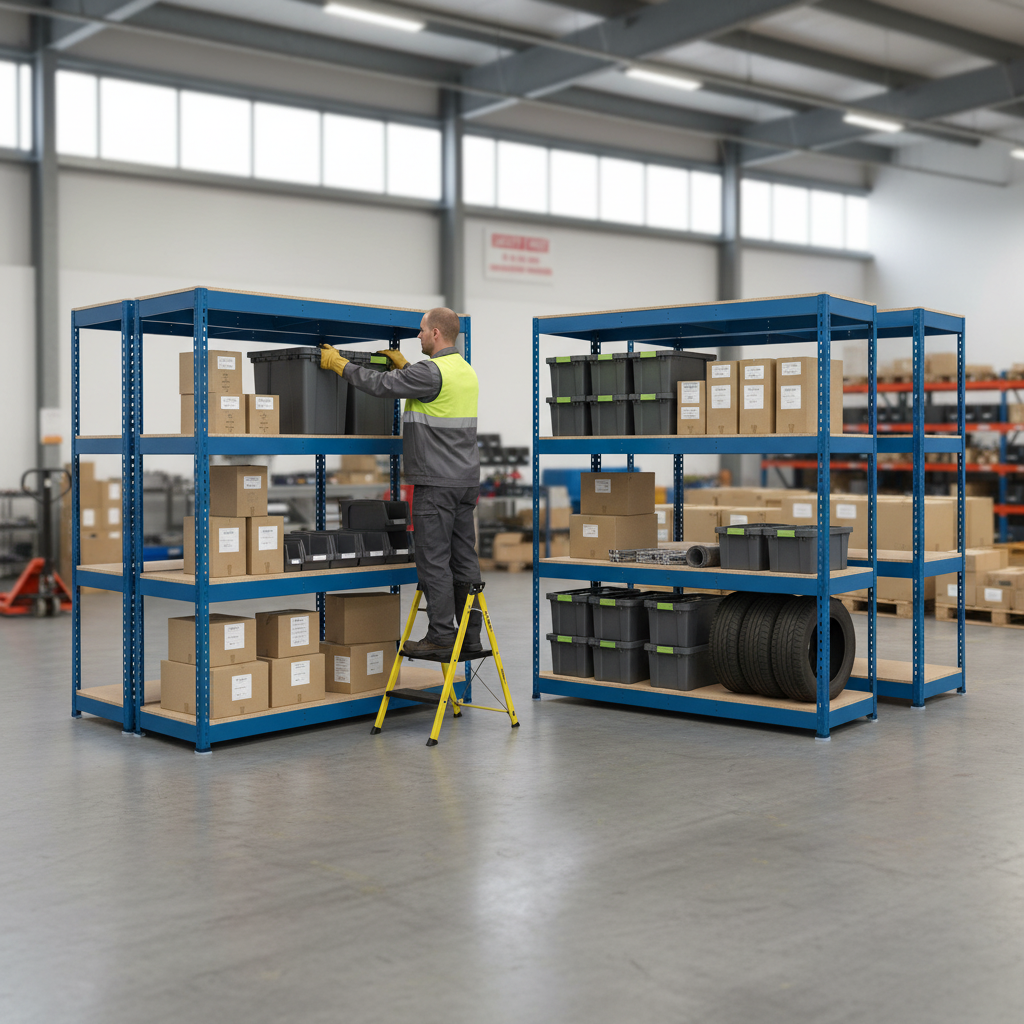 Premium Industrial Shelving Unit - 1980mm High - 400kg Capacity - Chipboard - Front view