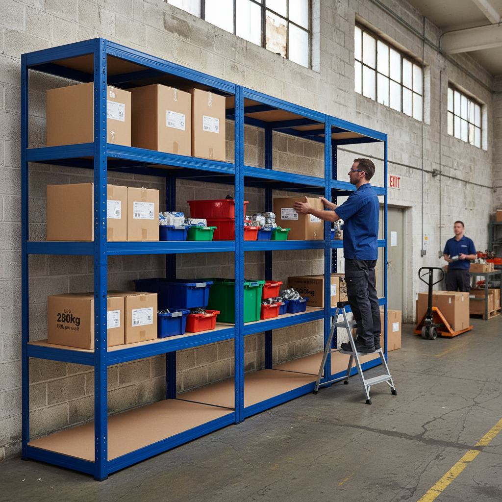 Premium Industrial Shelving Units - 2130mm High - 200/280kg Load Capacity - Side view