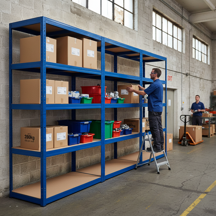 Premium Industrial Shelving Units - 2130mm High - 200/280kg Load Capacity - Side view