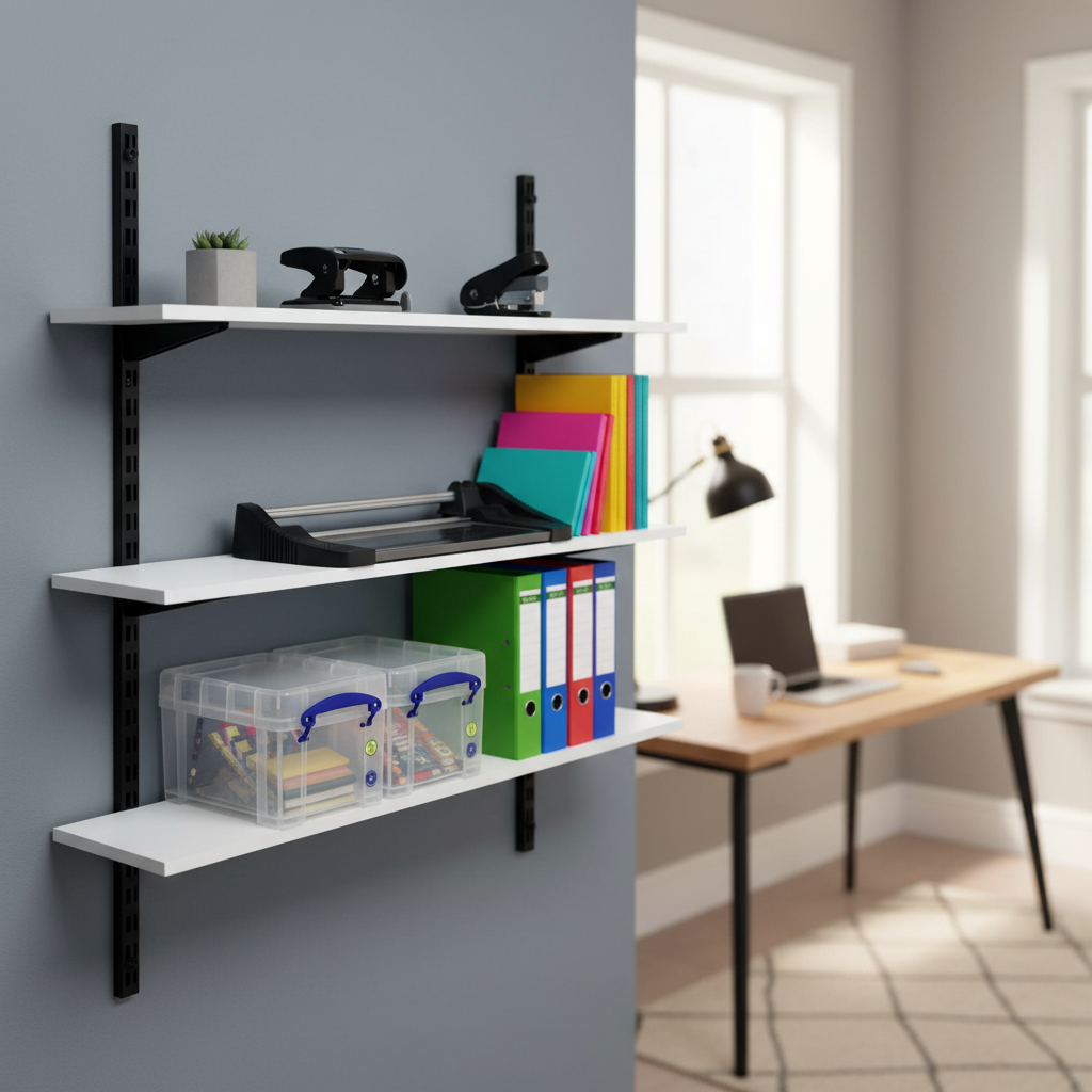 High-Performance Twin Slot Wall Mounted Shelving - 1000mm Wide - Melamine - Side view