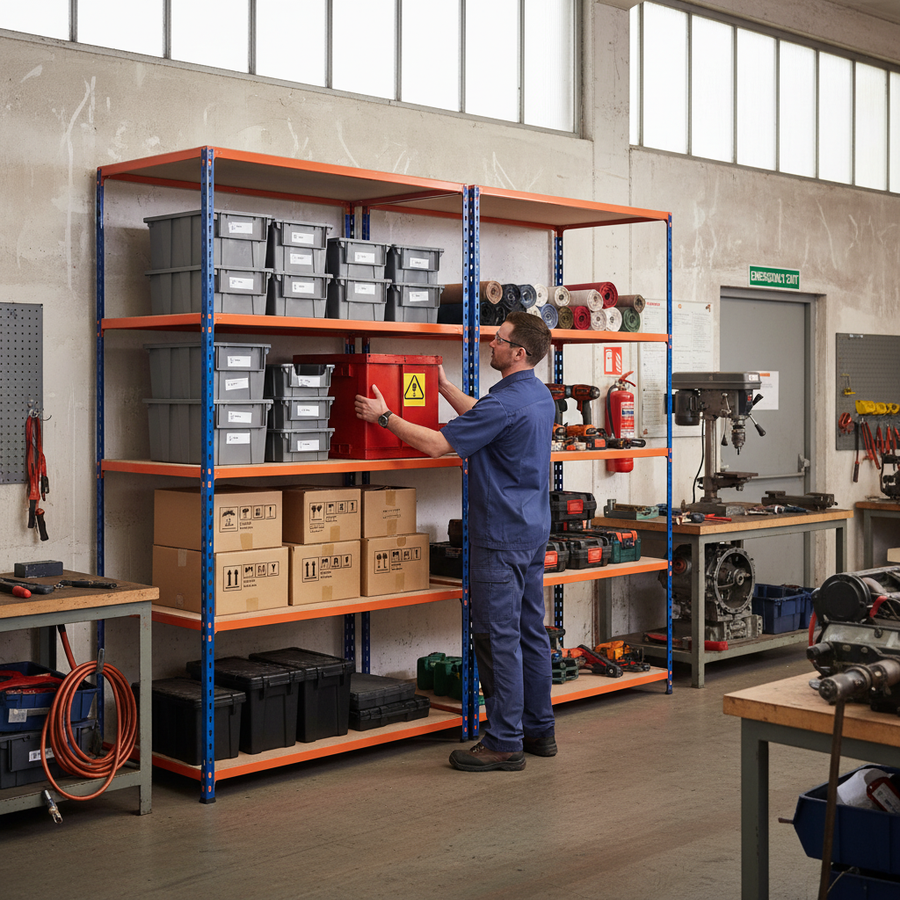 Heavy Duty Industrial Shelving - 3050mm High - 340kg Capacity - Chipboard Shelves - Front view
