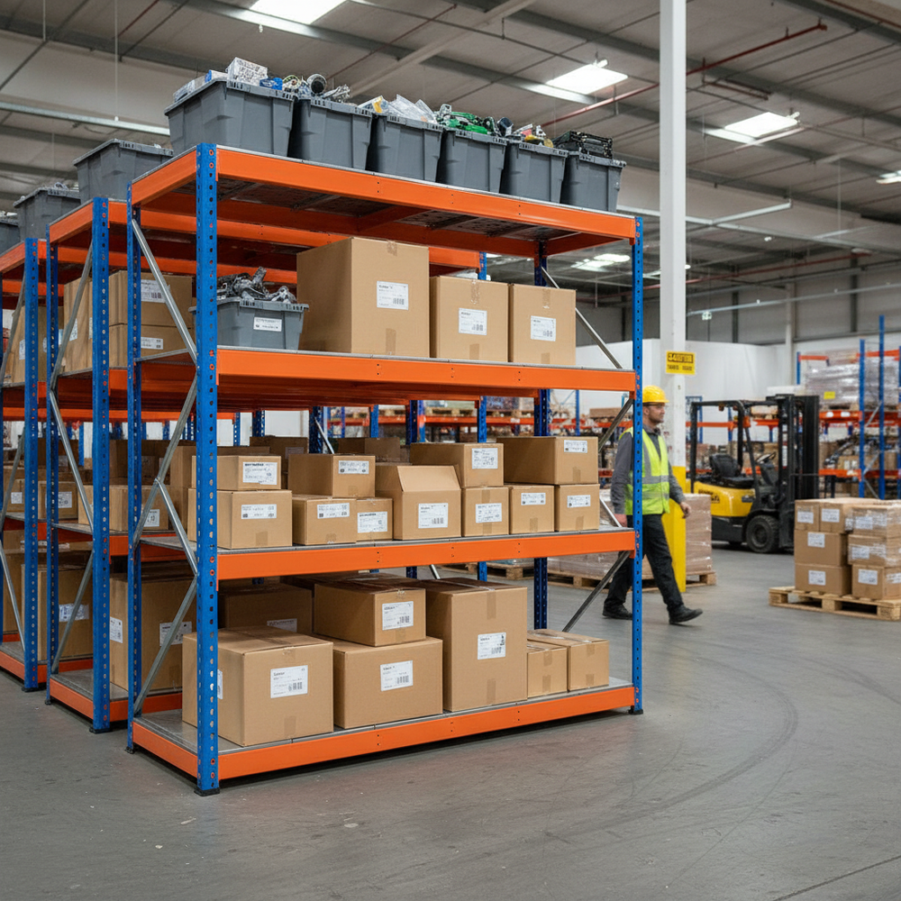 Heavy Duty Industrial Shelving Unit - 1980mm High - 800kg Capacity - Steel Construction - Side view