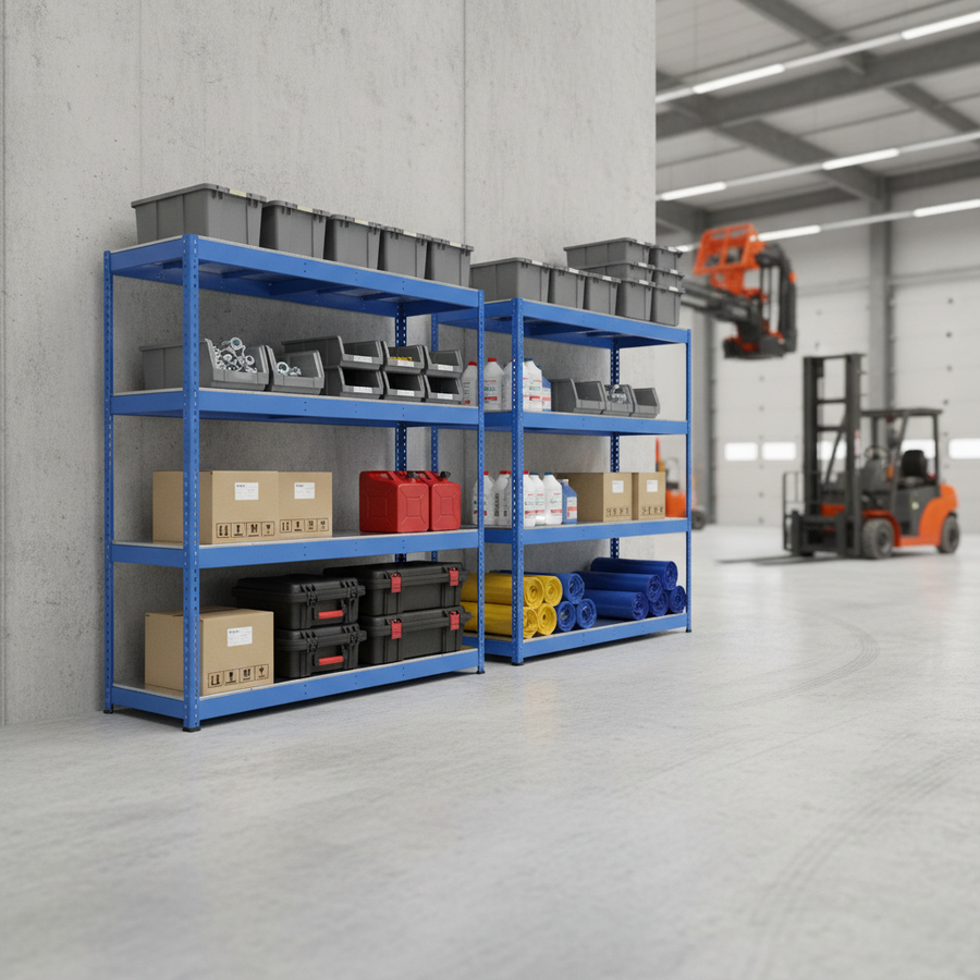 Heavy Duty Industrial Shelving - 1980mm High - 400kg Capacity - Steel - Blue - Front view