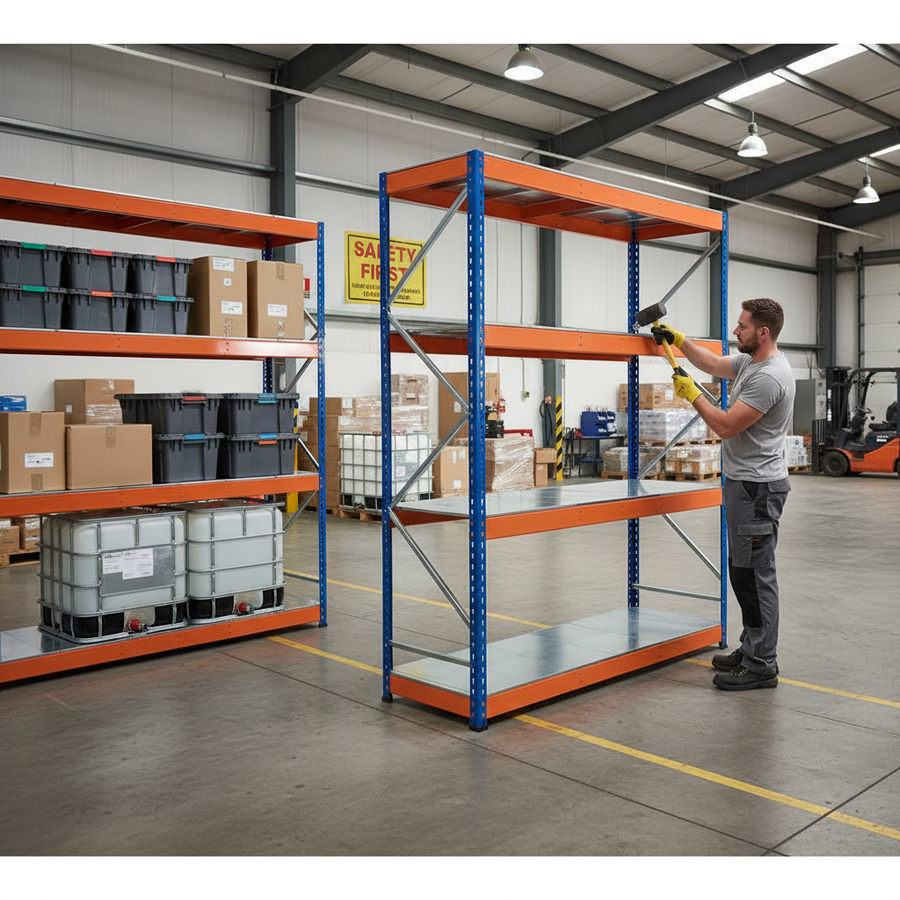 Heavy Duty Industrial Shelving - 3050mm High - 800kg Capacity - Steel Construction - Front view
