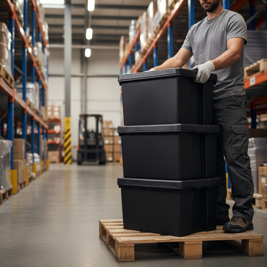 Heavy Duty Recycled Storage Boxes - Ideal for All Uses - Front view