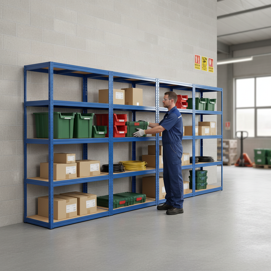Premium Heavy Duty Shelving Units - 2130mm High - 200/280kg Capacity - Pack of 4 - Front view