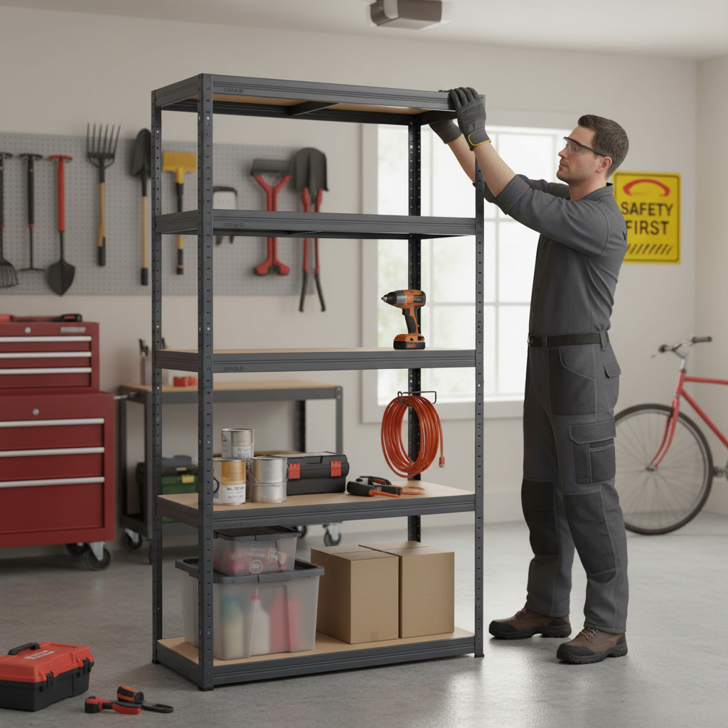 Heavy Duty Garage Shelving - 2130mm High - 200/280kg Capacity - Grey - Front view
