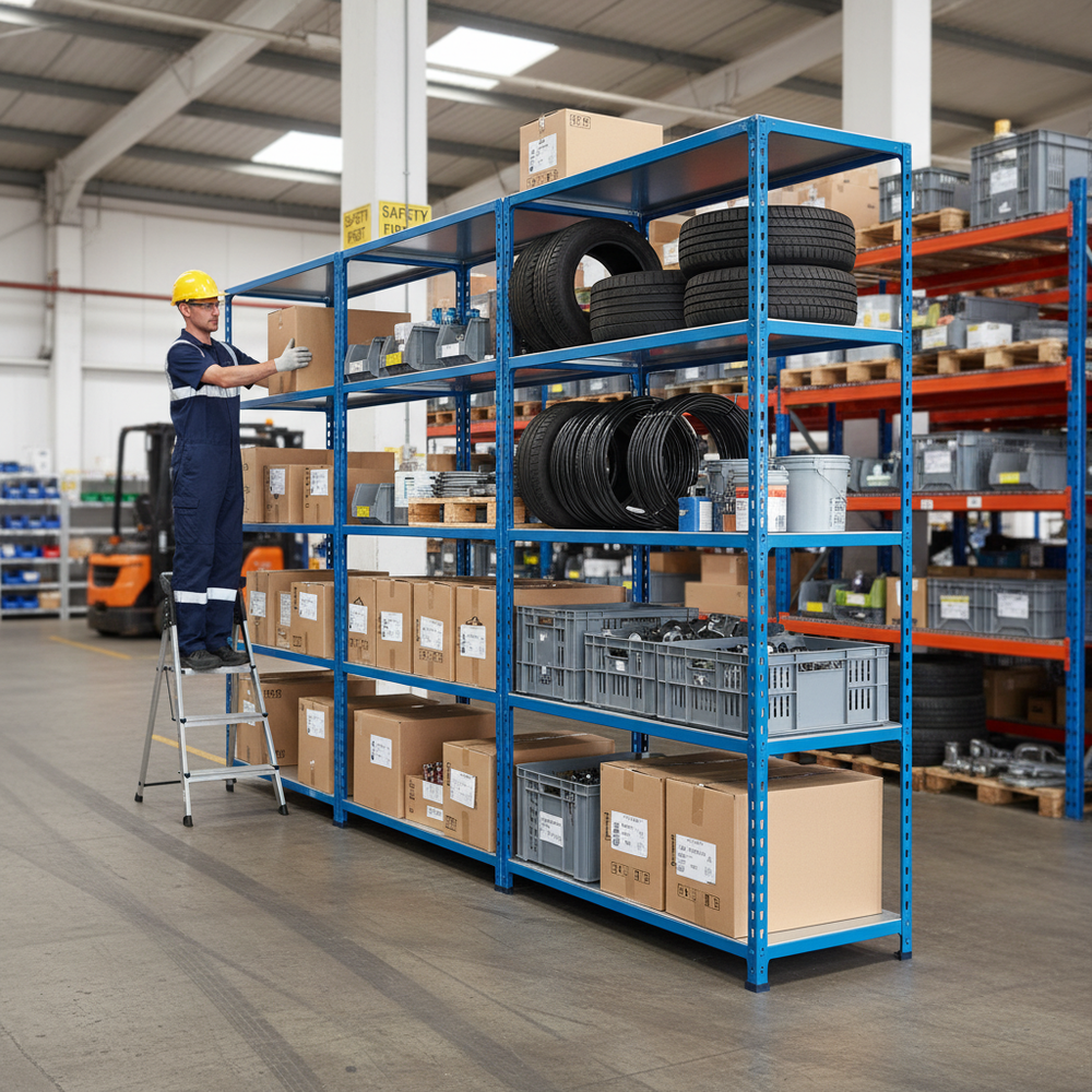 Professional Heavy Duty Industrial Shelving - 2440mm High, 200kg Capacity - Side view