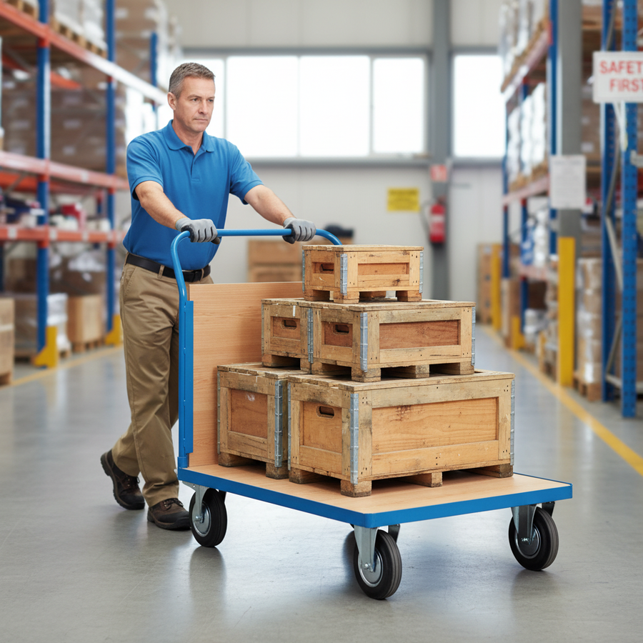 Heavy Duty Industrial Platform Truck with Veneer Sides & Ends - Front view