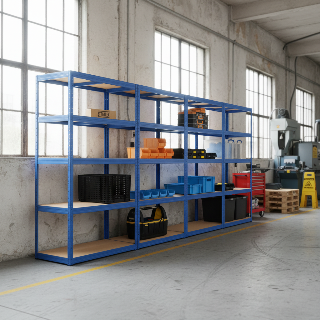 Premium Heavy Duty Shelving Unit - 1800mm High - 200/280kg Capacity - Blue - Front view
