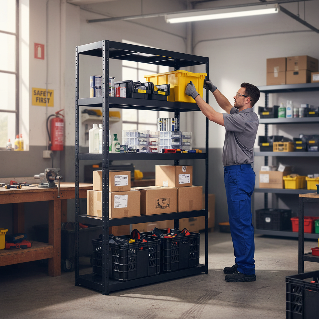 Heavy Duty Metal Garage Shelving Unit - 1800mm High - 90/130kg Capacity - Front view
