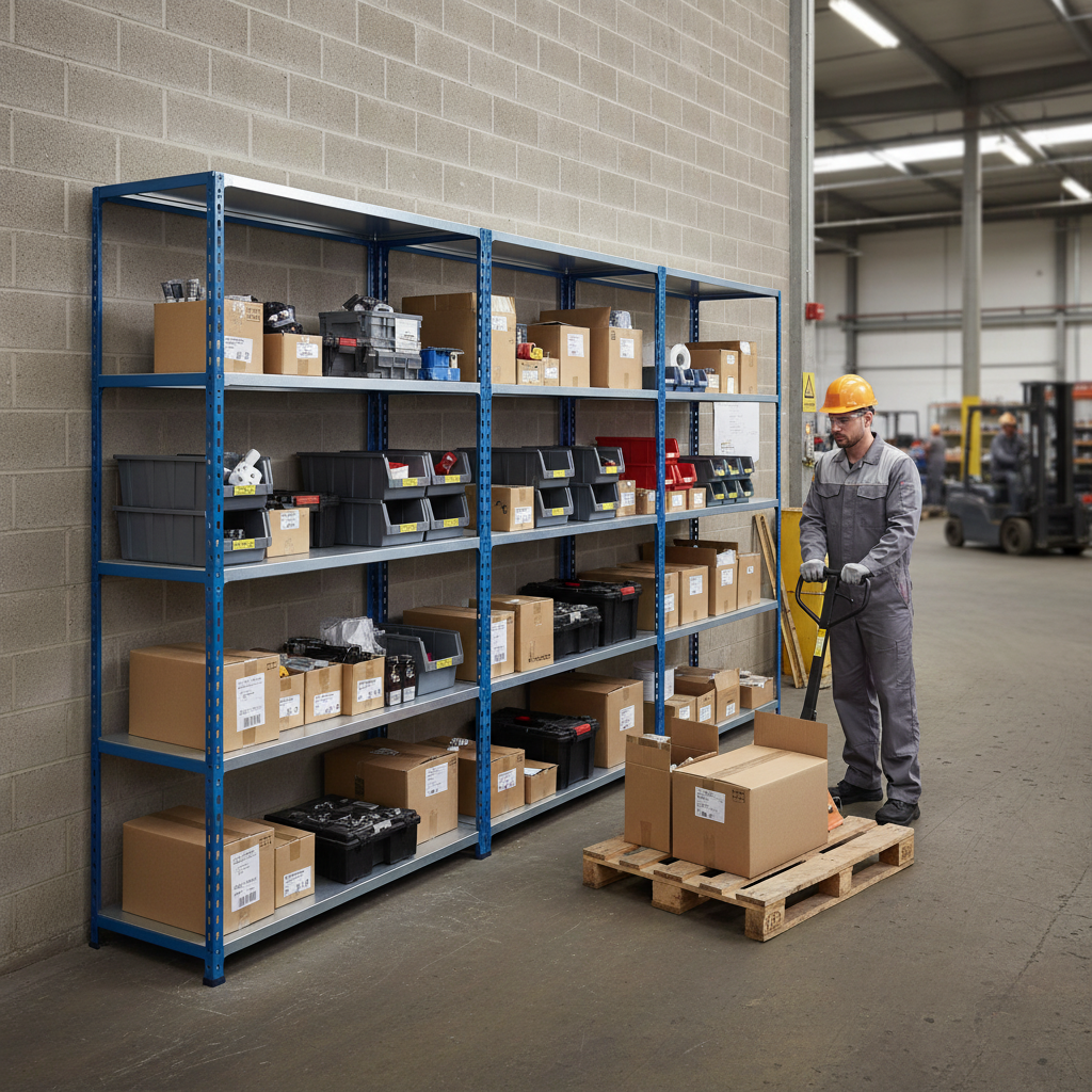Premium Heavy Duty Industrial Shelving - 1830mm High - 200kg Capacity - Steel - Blue - Front view