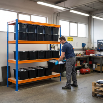 Premium Heavy Duty Shelving with 12x 37L Plastic Storage Boxes - 1770mm High
