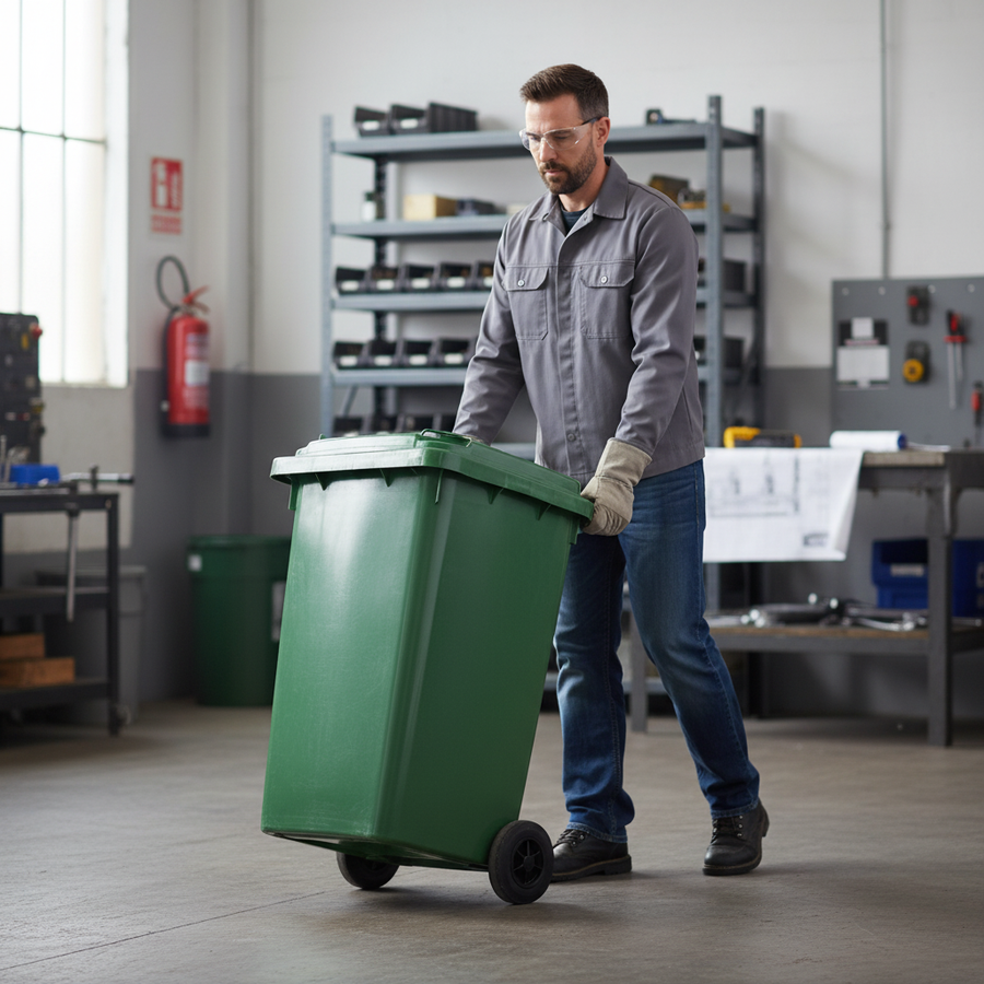 Professional Wheeled Bin - EN 840 Certified Heavy Duty Waste Container - Front view