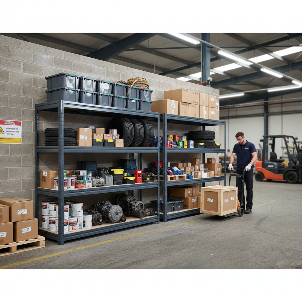 Premium Heavy Duty Garage Shelving - 1770mm High - Up to 600kg - Grey - Side view
