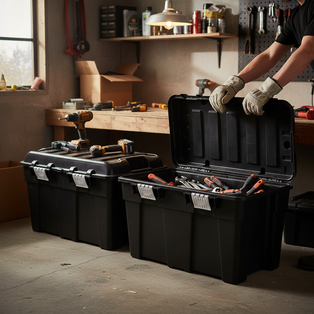 2x 48L Premium Recycled Storage Trunk - Versatile and Secure - Side view