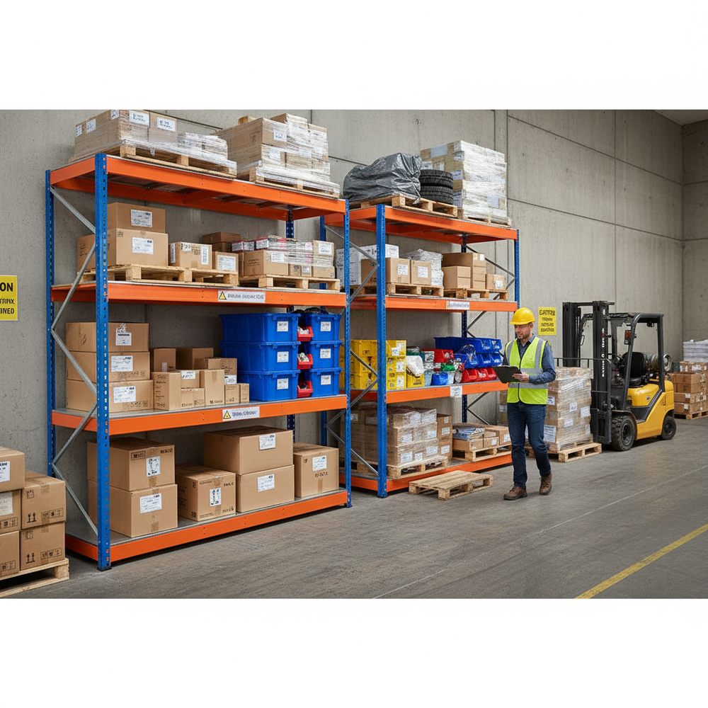 Heavy Duty Industrial Shelving - 3050mm High - 800kg Load Capacity - Steel - Side view