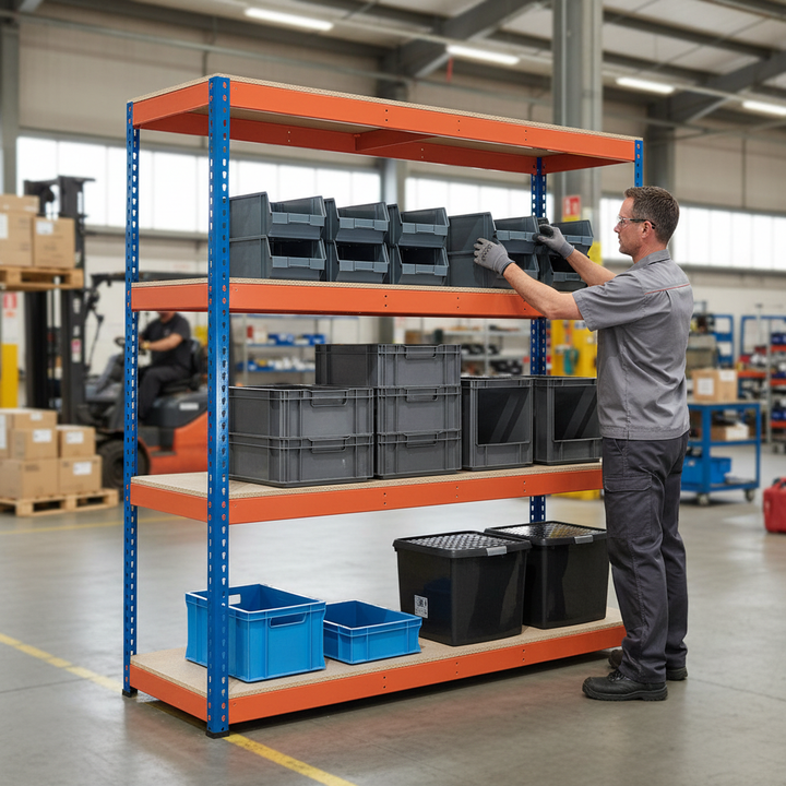 Heavy Duty Industrial Shelving - 1980mm High - 400kg Capacity - Chipboard - Front view
