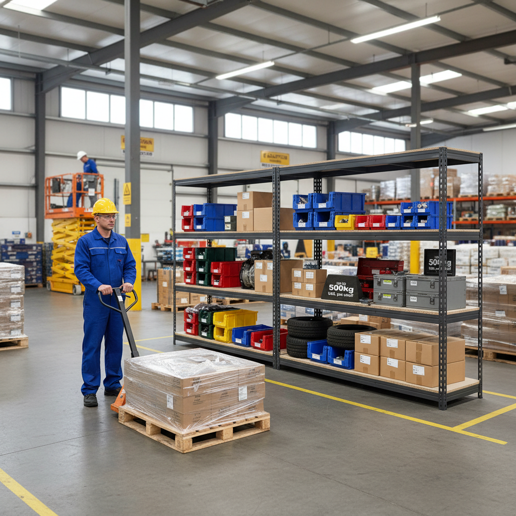 Heavy Duty Industrial Shelving - 1600mm High - 500kg Load Capacity - Grey - Side view