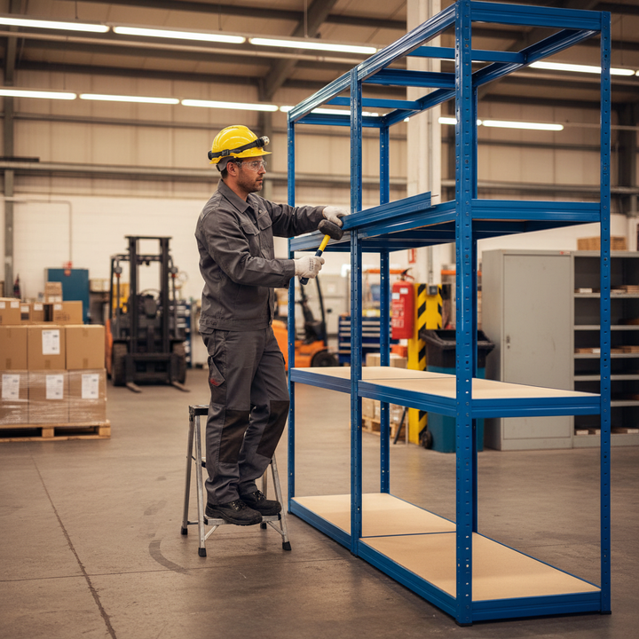 Heavy Duty Shelving - 1600mm High - 200/280kg Capacity - Blue - Front view