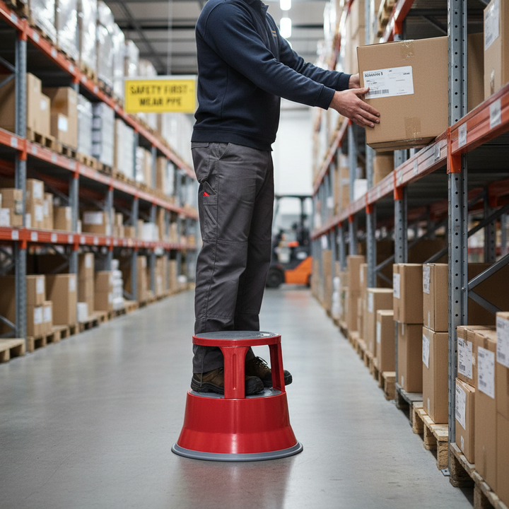 Heavy Duty Steel Kick Step with Anti-Slip Treads - 150kg Capacity - Front view