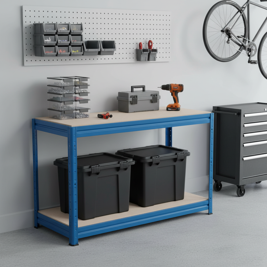 Heavy Duty Workbench - 870mm High - 600kg Capacity - Blue - Front view