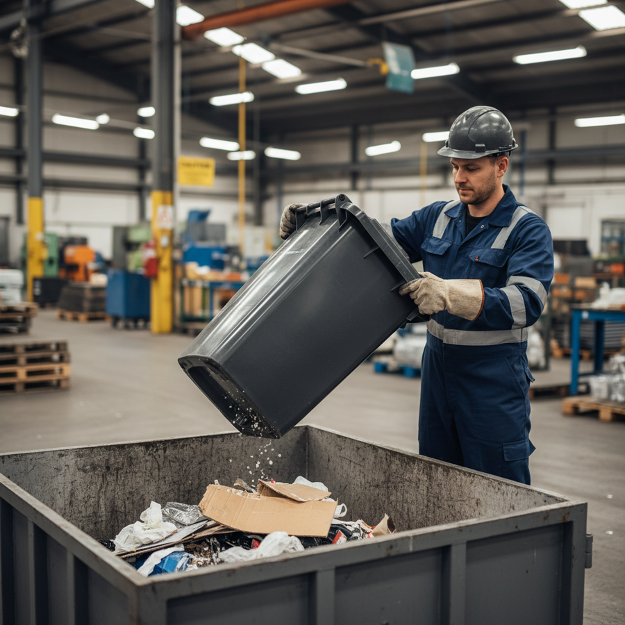 Heavy-Duty Wheeled Bin - Dark Grey for Efficient Waste Management - Front view