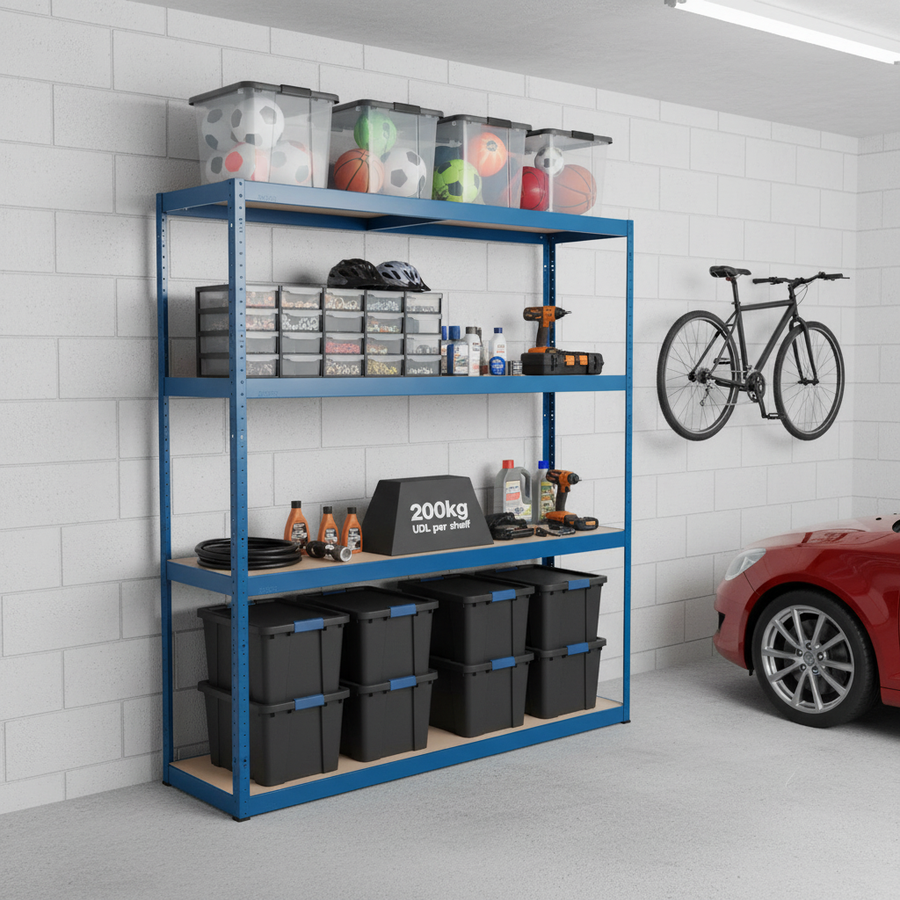 Heavy Duty Garage Shelving - 1600mm High - Supports Up to 280kg - Front view