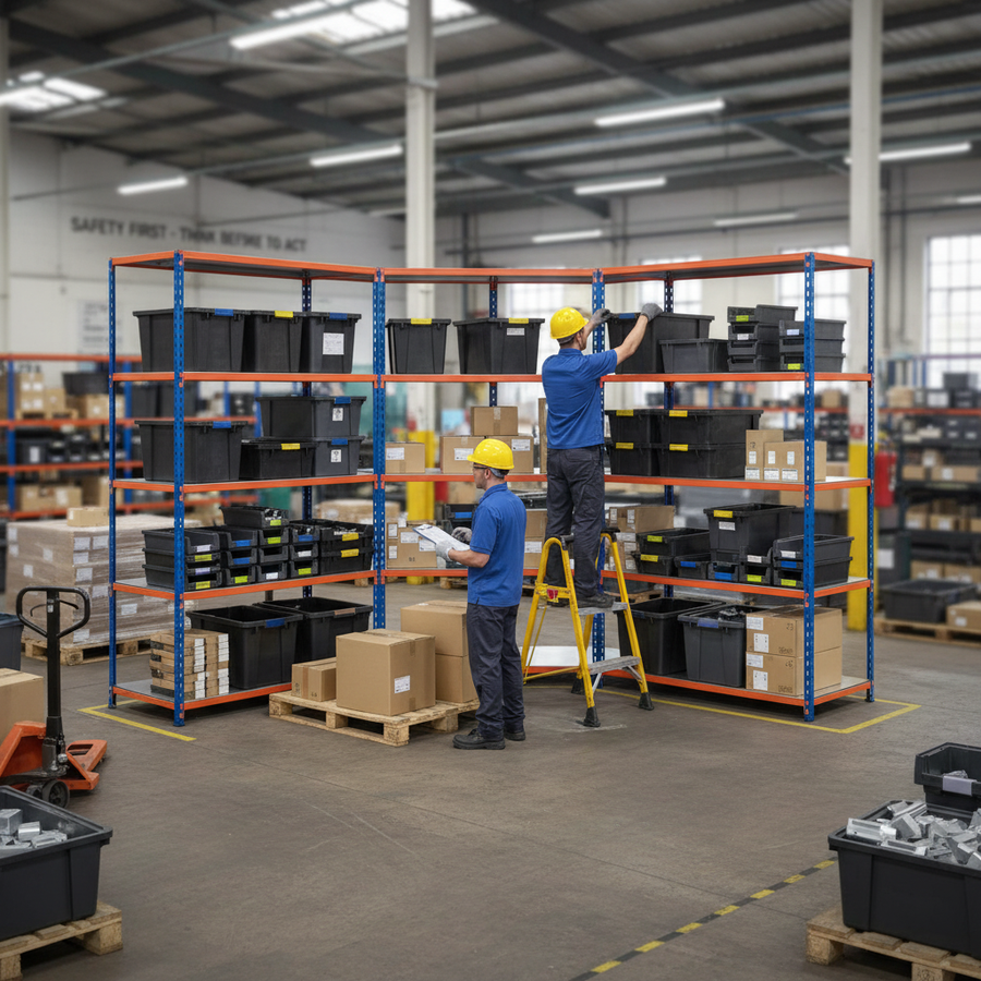 Heavy Duty 5x Industrial Shelving - 1980mm High - 340kg Capacity - Steel Construction - Front view