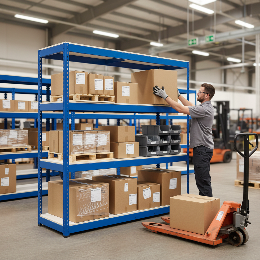 Premium Industrial Shelving - 1980mm High - 400kg Load Capacity - Melamine - Blue - Front view