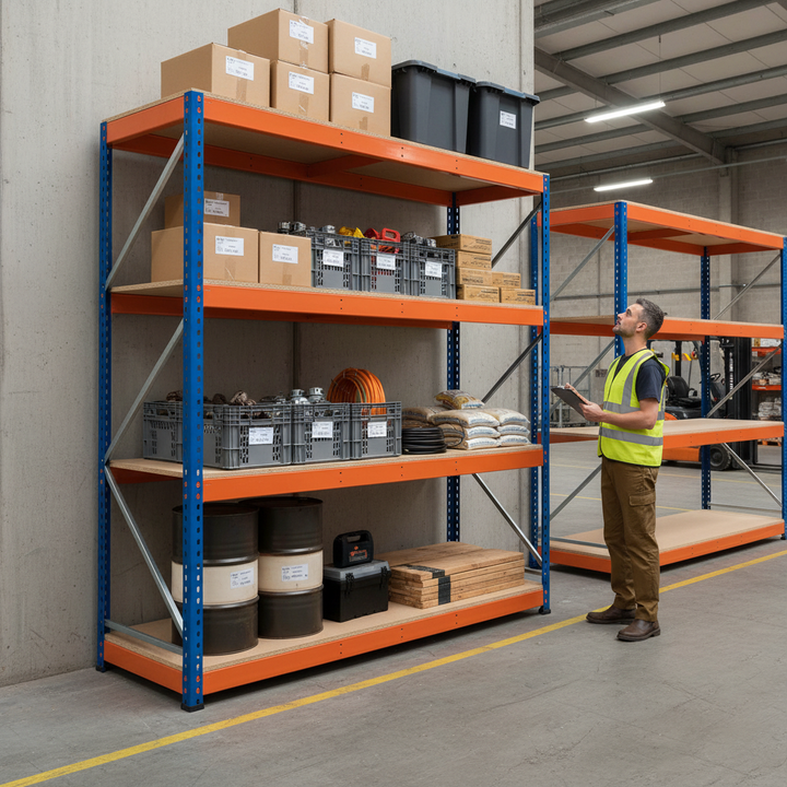 Heavy Duty Industrial Shelving - 2440mm High - 400kg Capacity - Chipboard - Side view