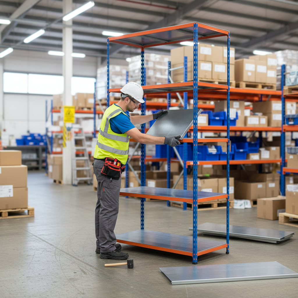 Premium Industrial Shelving - 2440mm High - 200kg Capacity - Steel Construction - Blue & Orange - Front view