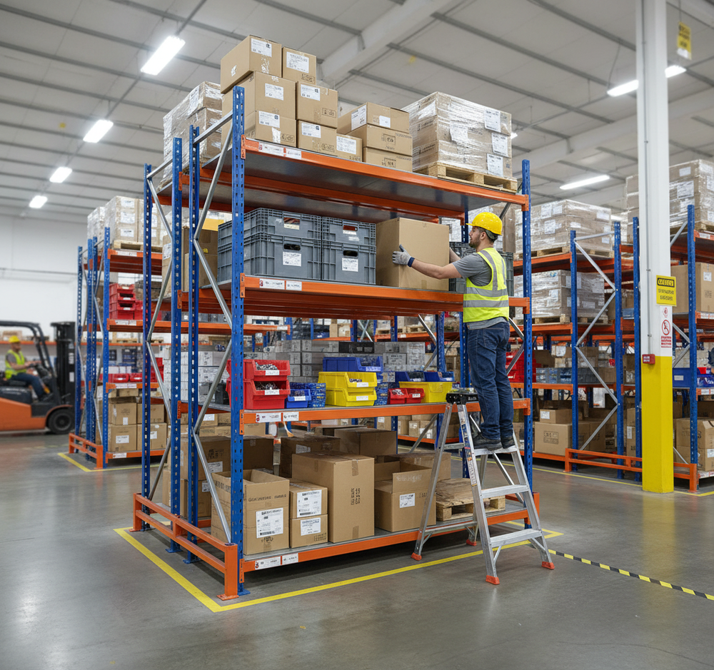 Additional Steel Shelf for Industrial Shelving - Heavy Duty Design - Side view