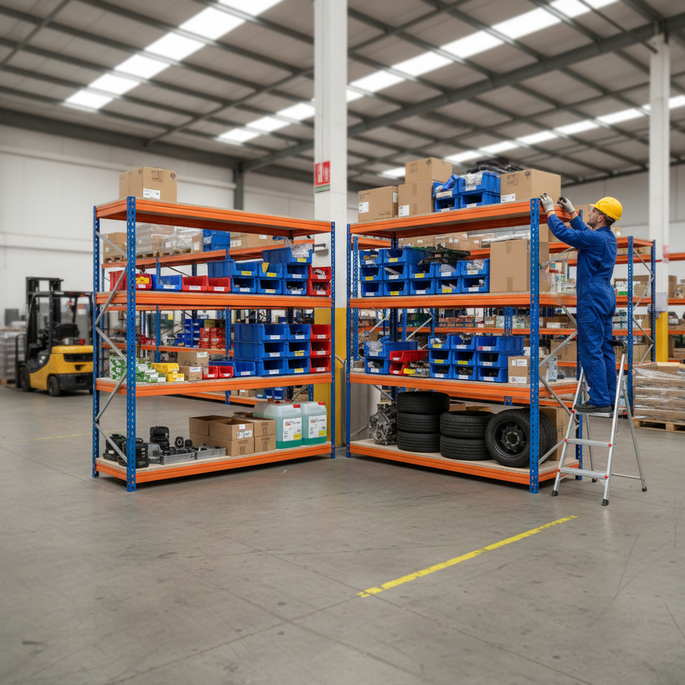 Premium Heavy Duty Garage Shelving - 2200mm High - 500kg Capacity - Side view