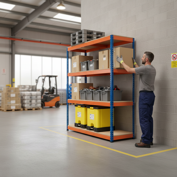 Heavy Duty Industrial Shelving - 2440mm High - 400kg Capacity - Chipboard - Front view