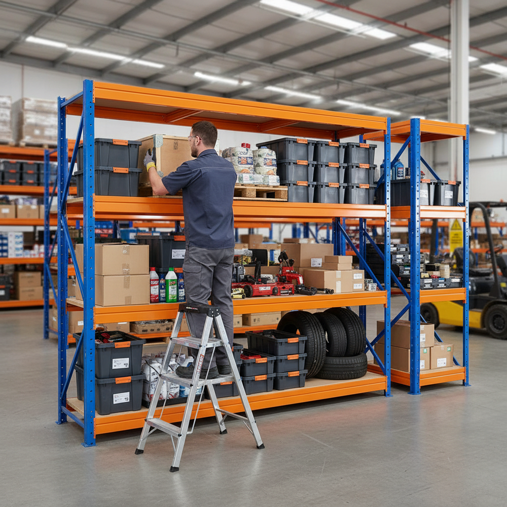 Premium Heavy Duty Garage Shelving - 1770mm High - 600kg Load Capacity - Adjustable - Side view