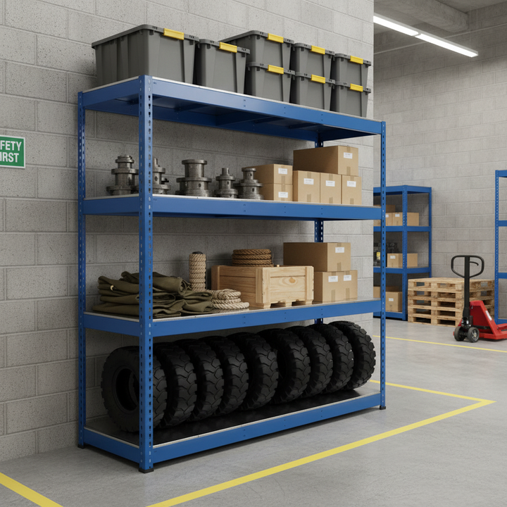 Heavy Duty Steel Shelving - 1980mm High - 400kg Capacity - Industrial Grade - Front view