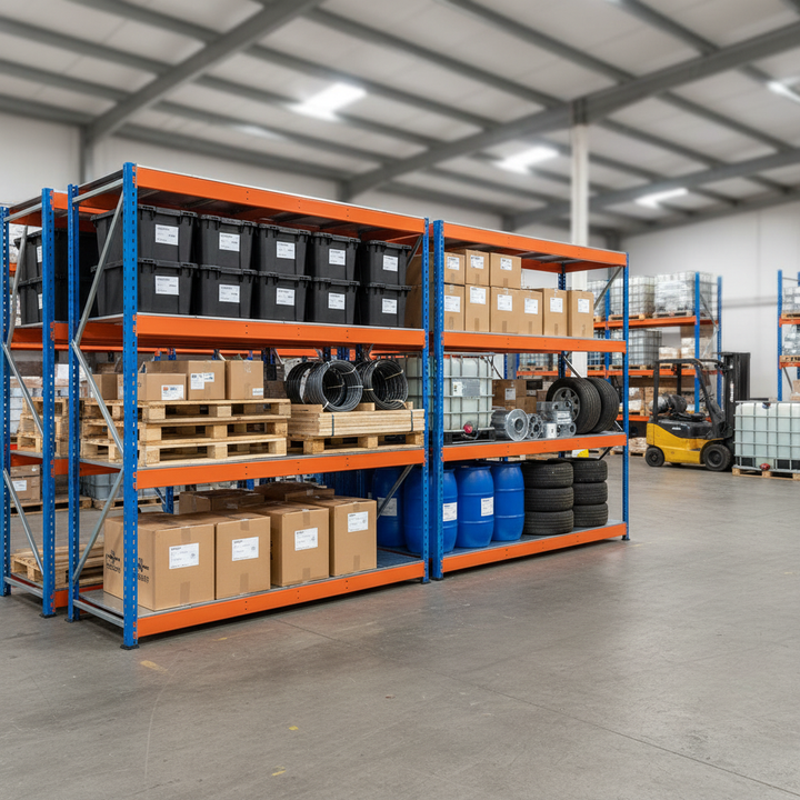 Premium Heavy Duty Steel Shelving - 2440mm High, 800kg Capacity - Front view