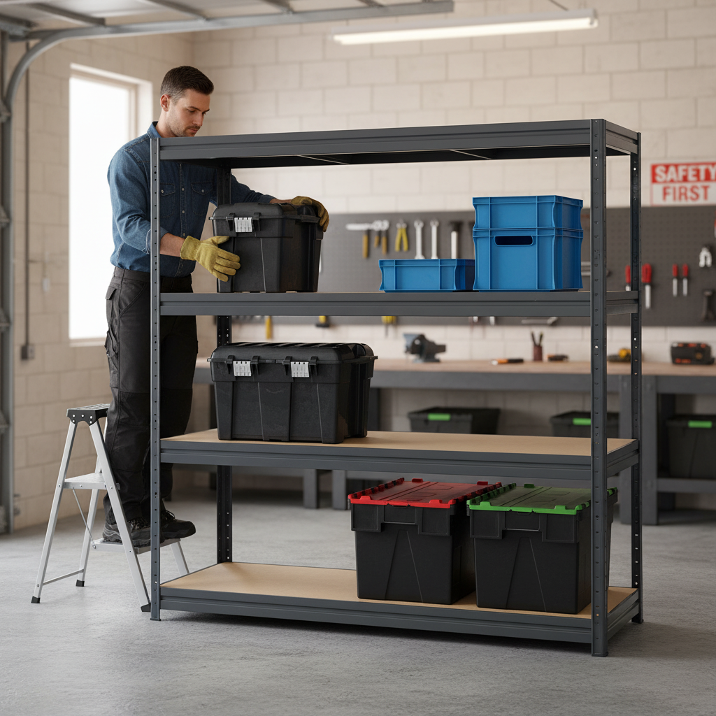 Premium Heavy Duty Garage Shelving - 1770mm High - 600kg Capacity - Grey - Front view