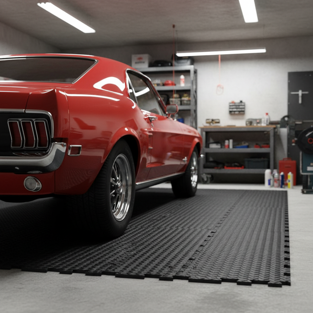 Heavy Duty Garage Floor Tiles with Checker Plate Surface - Side view