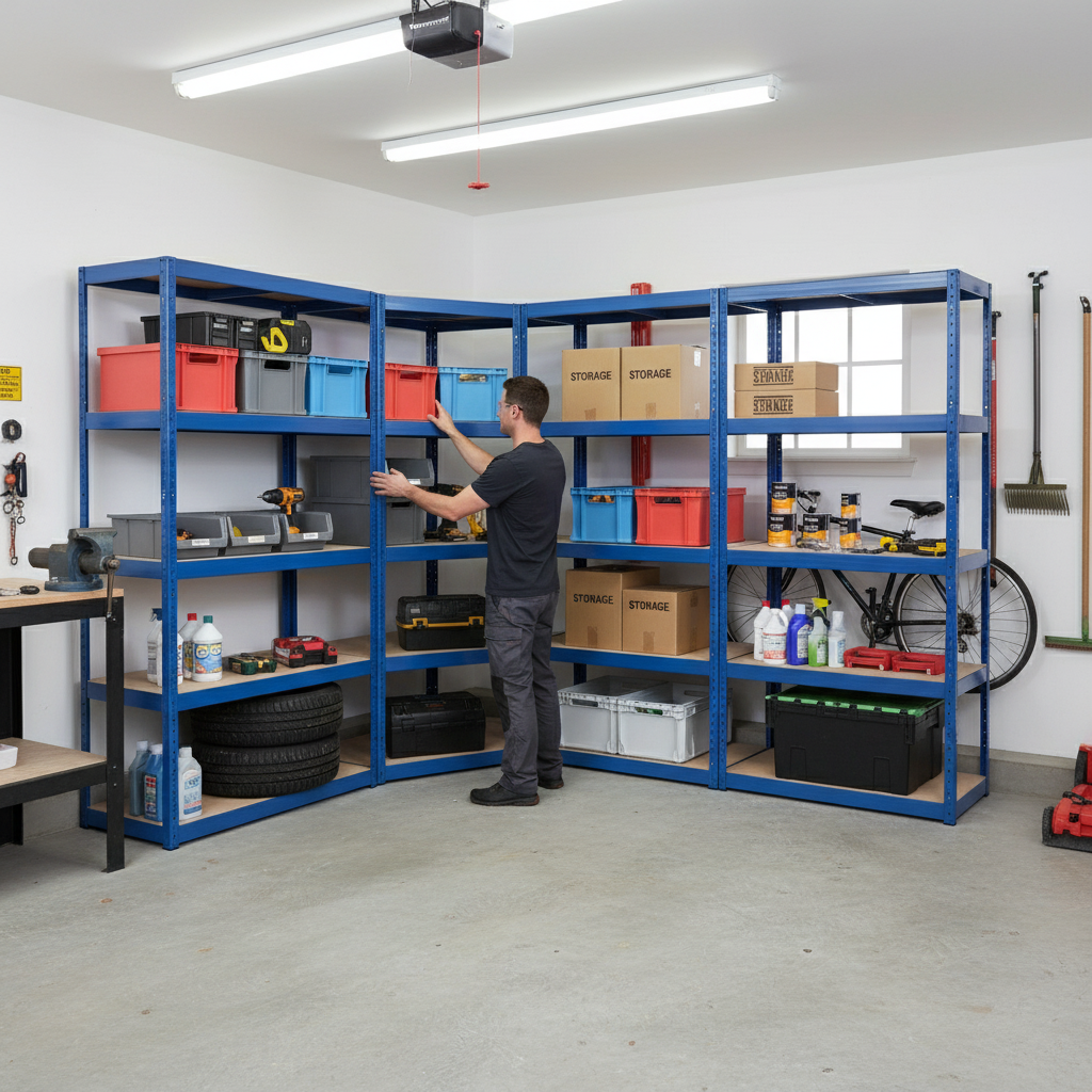Heavy Duty Corner Garage Shelving Unit - 1800mm High - 250kg Capacity - Side view