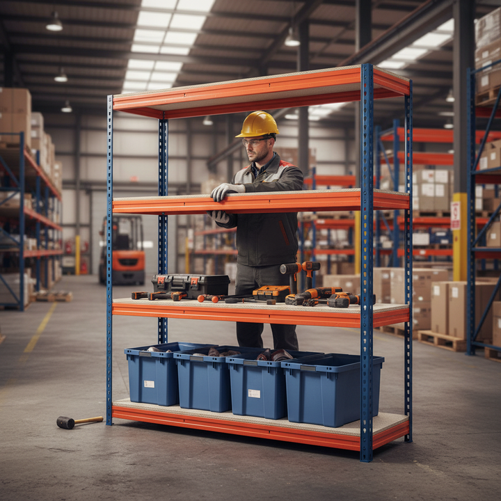 Heavy Duty Garage Shelving - 1800mm High - 500kg Load Capacity - Adjustable - Front view