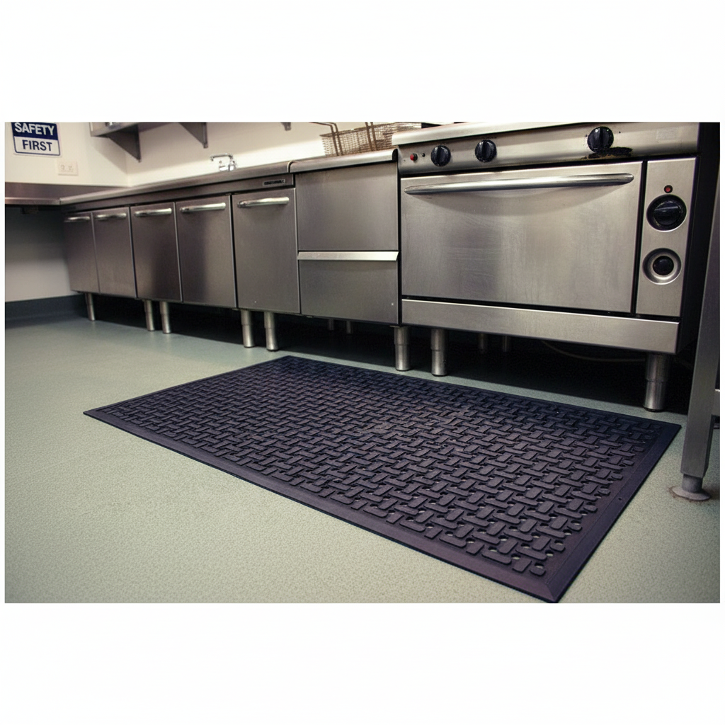 Heavy Duty Grease Resistant Anti-Fatigue Work Mat for Food Areas - Front view